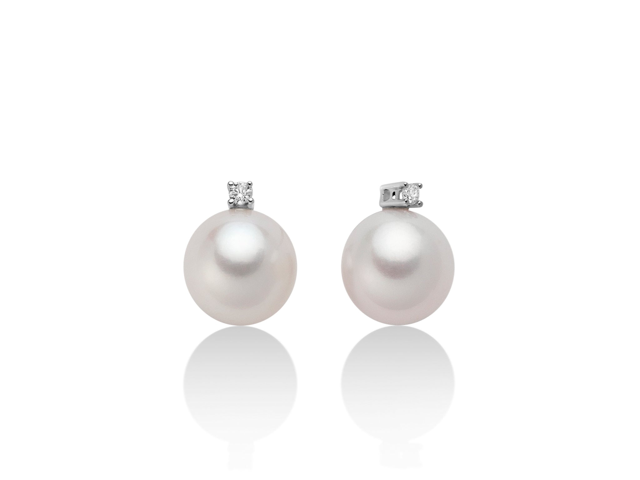 Orecchini Donna Miluna Oro 18 KT Diamanti 0,02 ct Perla 7-7,5 PER1774